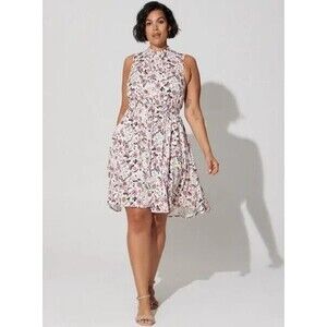 Torrid Mini Stretch Challis High Neckline Hi-Low Dress Cottage Boho Bloom 4X NWT